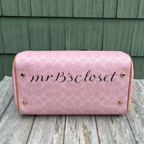 Coach Rowan Large Satchel Bag In Signature Canvas With Charms Powder Pink Purse - Picture 4 of 9